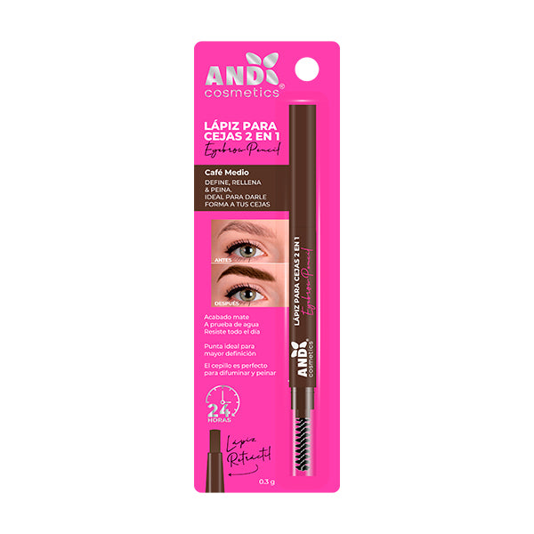 Lápiz Retráctil De Cejas 2 En 1 - AND Cosmetics