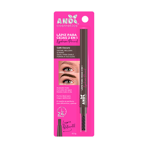 Lápiz Retráctil De Cejas 2 En 1 - AND Cosmetics