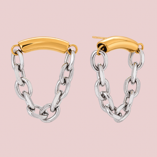 Aretes Chain Bicolor