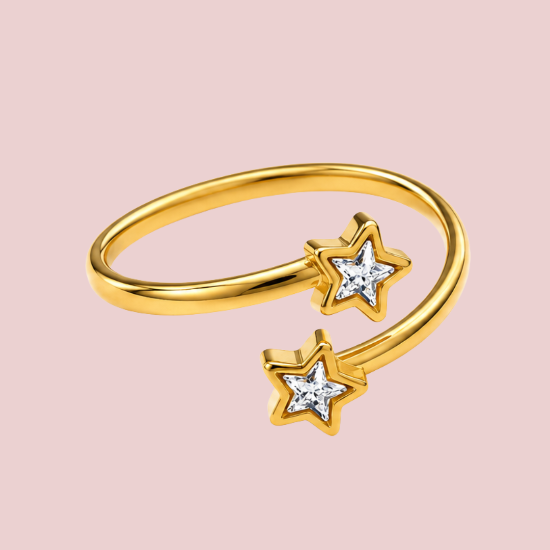 Anillo Estrella Doble Zirconia Ajustable