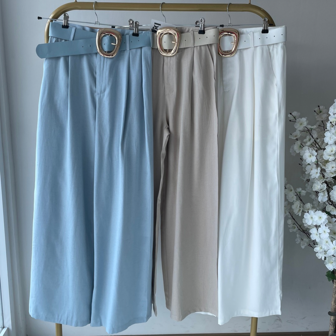 Wide leg con cinto