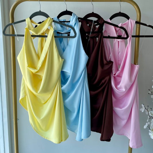 Blusa halter satín