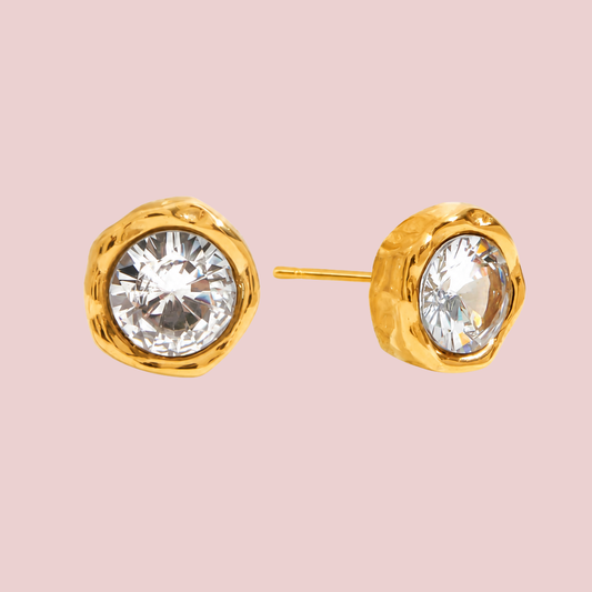 Aretes Botón Zirconia