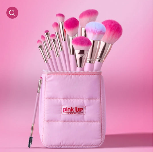 Set Brochas + Cosmetiquera Puffer - Pink Up
