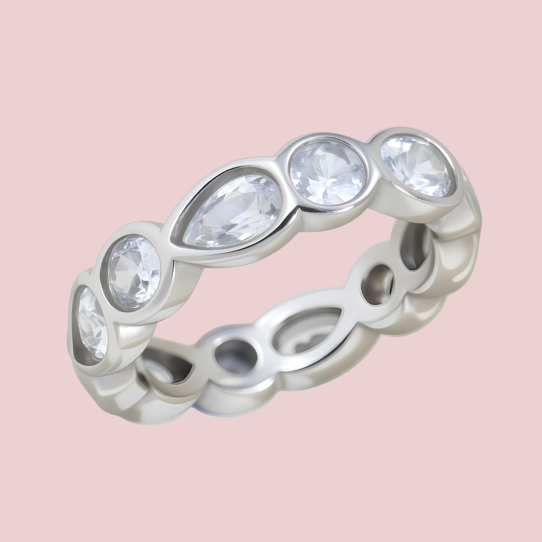 Anillo Oval Círculo Zirconia