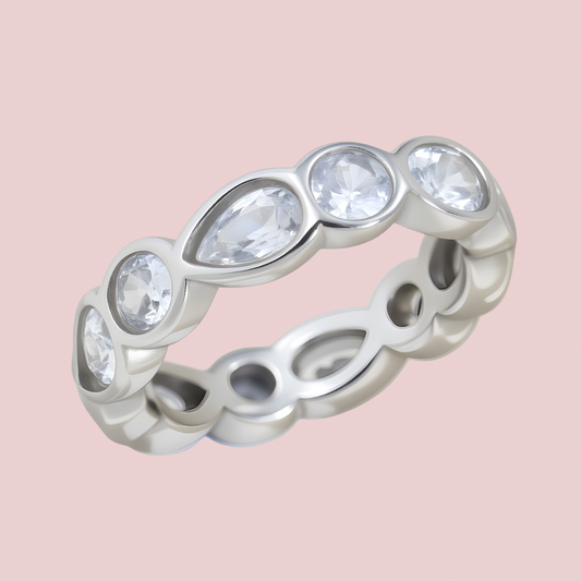 Anillo Oval Círculo Zirconia