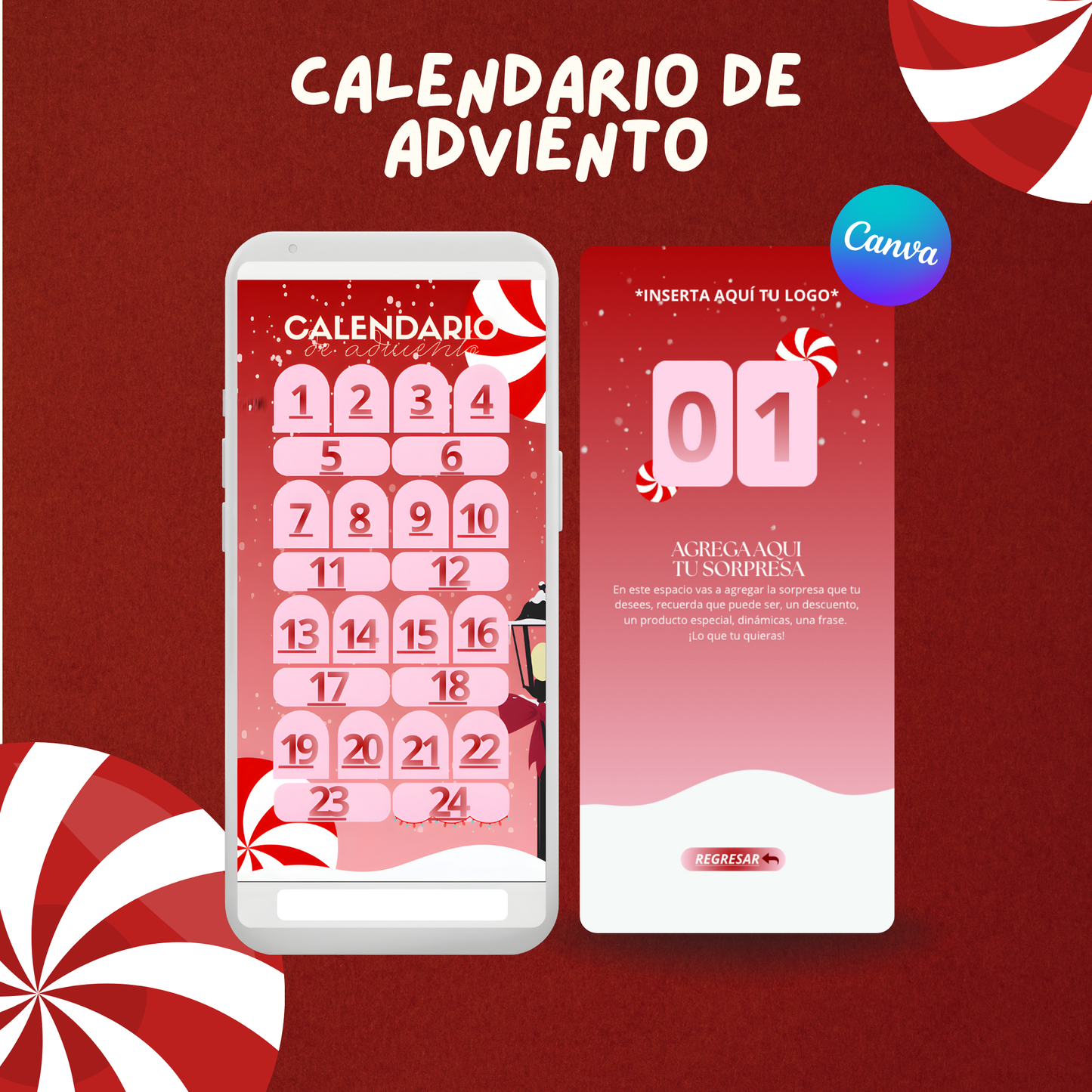 Plantilla Editable - Calendario de Adviento