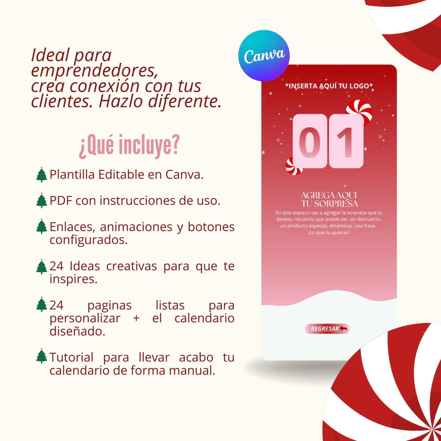 Plantilla Editable - Calendario de Adviento