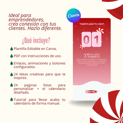 Plantilla Editable - Calendario de Adviento