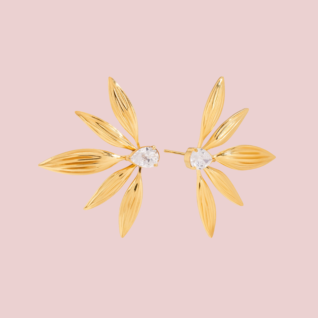 Aretes Hojas Zirconia