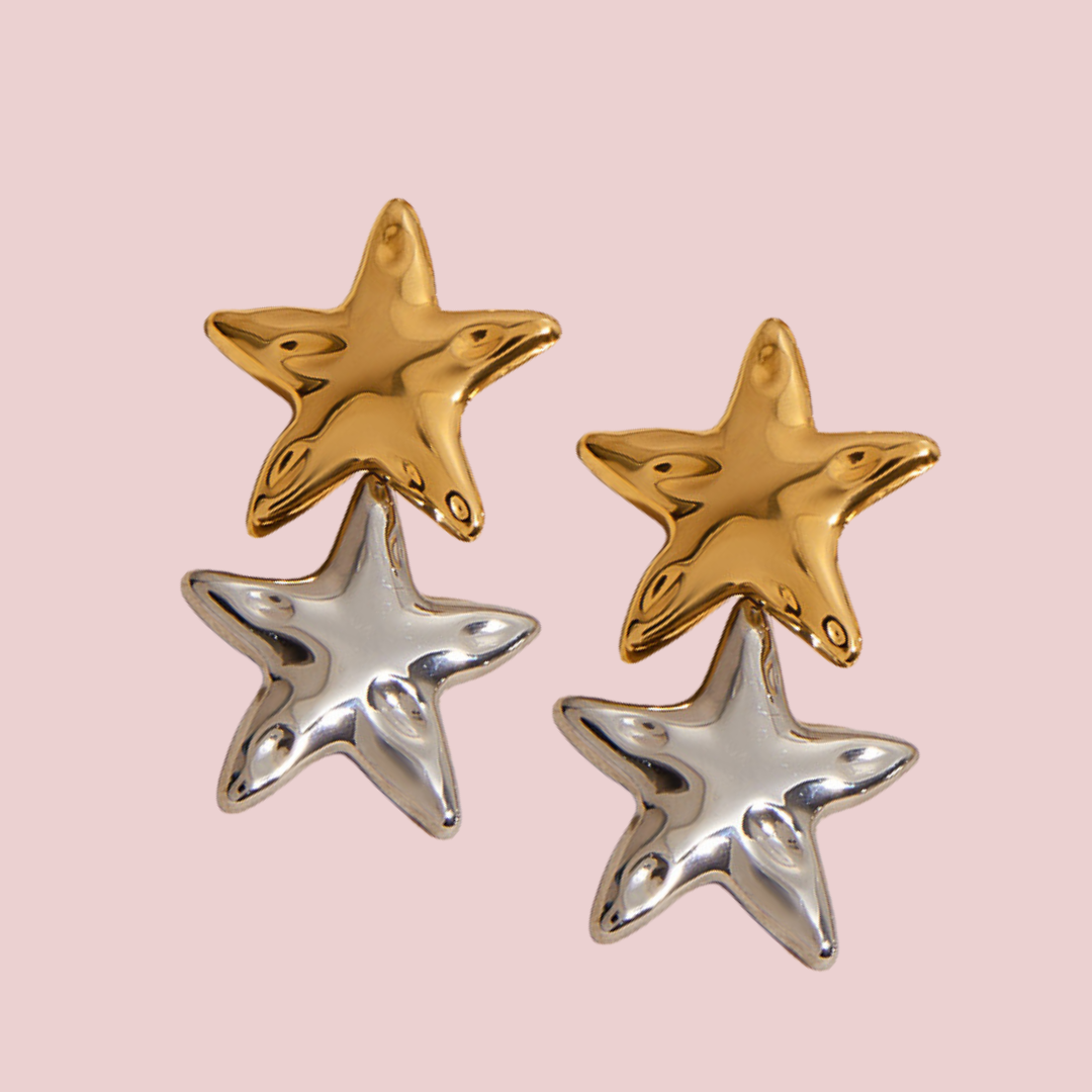 Aretes Estrella Mar Bicolor