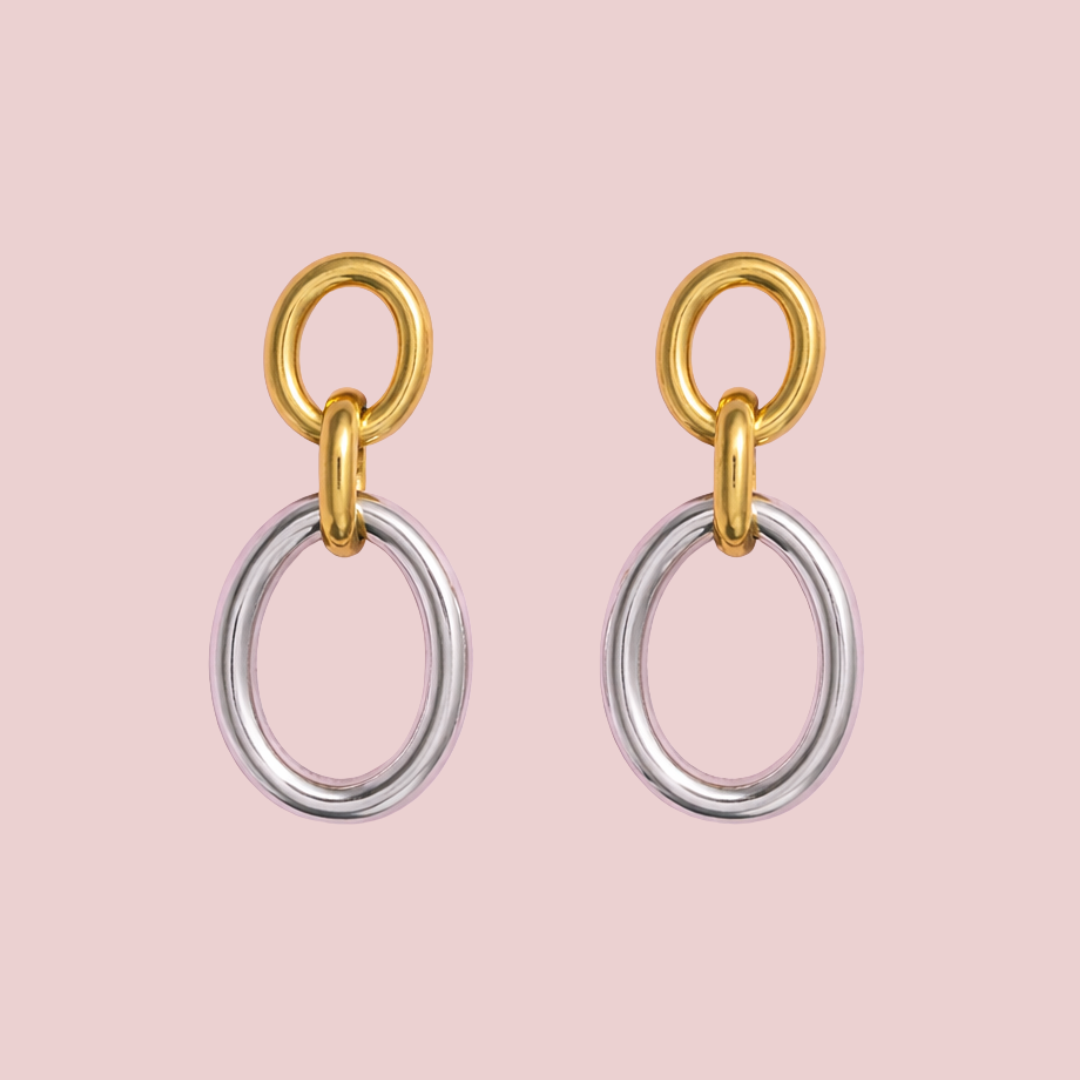 Aretes Eslabón Bicolor