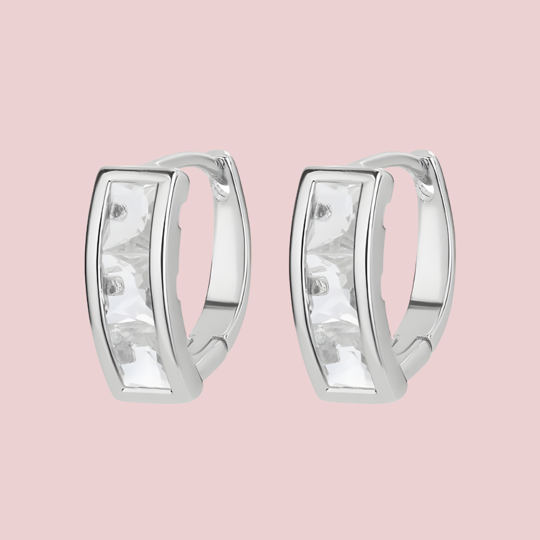 Hoops Plateados Zirconia