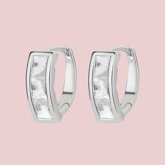Hoops Plateados Zirconia