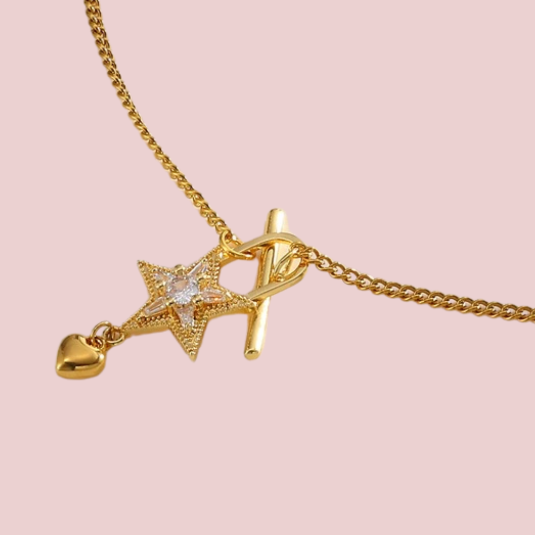 Collar Estrella Candado Zirconia