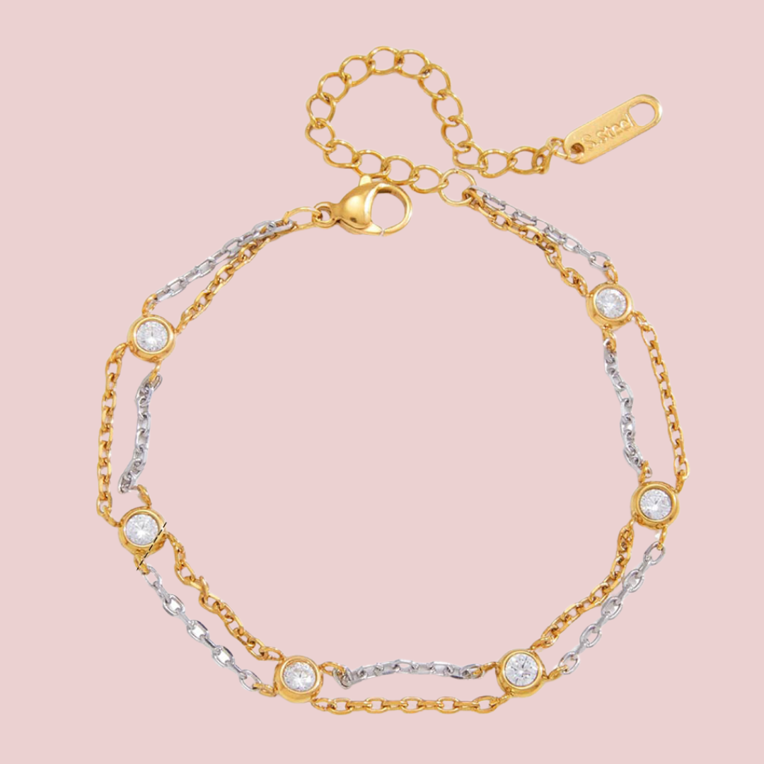 Pulsera Bicolor Doble Zirconia