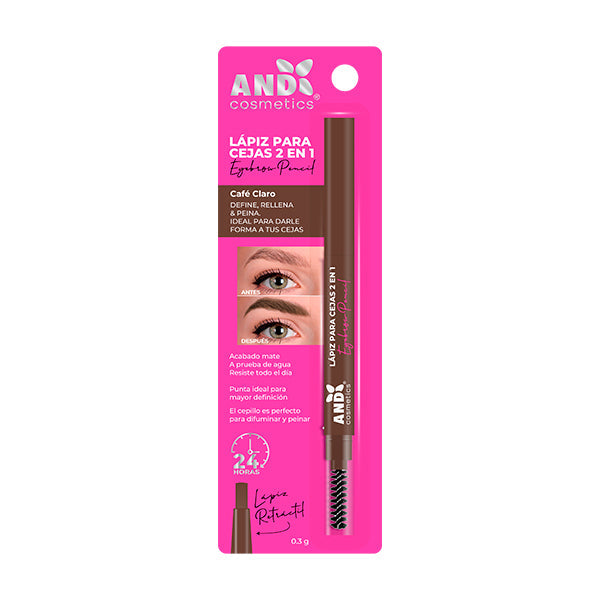 Lápiz Retráctil De Cejas 2 En 1 - AND Cosmetics
